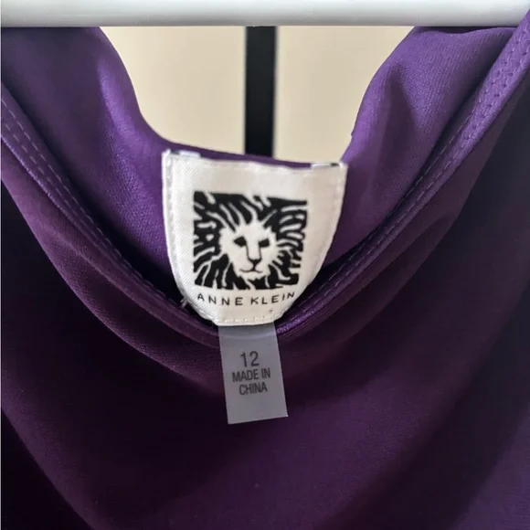 Anne Klein Elegant Plum Long Sleeve Dress - Picture 2 of 3